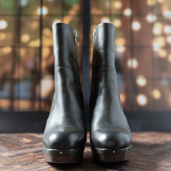 ALL SAINTS Thea Leather Zip Platform Ankle Boots, Green, Size US 7.5/8 (EU 38) - Picture 5 of 15